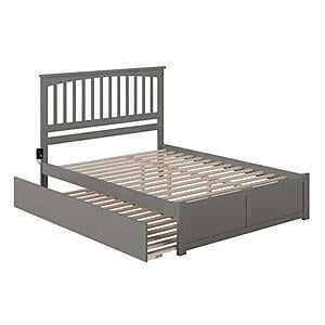 Mission King Platform Bed w/Footboard & Twin XL Trundle by Atlantic