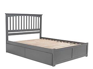 Mission King Platform Bed w/Footboard & Set of 2 Storage Drawers by Atlantic