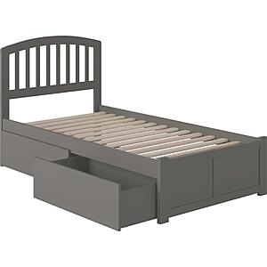 Richmond Twin XL Platform Bed w/Footboard & Set of 2 Storage Drawers by Atlantic