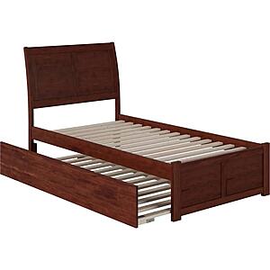 Portland Twin XL Platform Bed w/Footboard & Twin XL Trundle by Atlantic