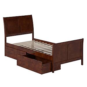 Portland Twin XL Platform Bed w/Matching Footboard & Bed Drawers by Atlantic