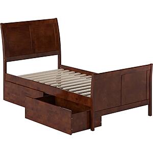 Portland Twin Platform Bed w/Matching Footboard & Bed Drawers by Atlantic