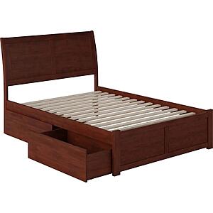 Portland Full Platform Bed w/Footboard & Set of 2 Storage Drawers by Atlantic