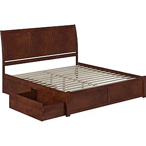 Portland King Platform Bed w/Footboard & Set of 2 Storage Drawers by Atlantic