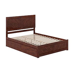 Canyon Queen Platform Bed w/Matching Footboard & Set of 2 Storage Drawers by Atlantic
