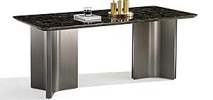 6320 Platinum Diamond 1-1/2" Thick Luxury Marble Top Dining Table w/Stainless Steel Legs by BH Furniture