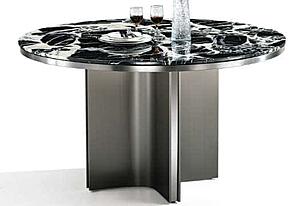 6346 Bvgari Black 1-1/2" Thick Luxury Marble Top Dining Table w/Stainless Steel Frame & Legs by BH Furniture