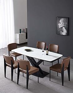 Evolve Porcelain Top Expandable Dining Table w/Black Matte Metal Base by BH Furniture