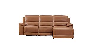 Hailey Adobe Orange Leather/PVC 3-Piece Chaise Sectional by BH Furniture