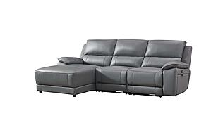 Hailey Dark Gray Leather/PVC 3-Piece Chaise Sectional by BH Furniture