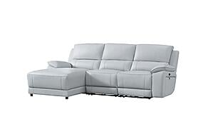 Hailey Smoke Gray Leather/PVC 3-Piece Chaise Sectional by BH Furniture