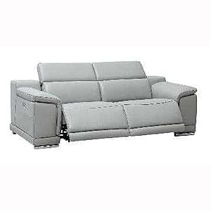Hartley Light Gray Leather Loveseat w/2 Power Recliners by BH Furniture