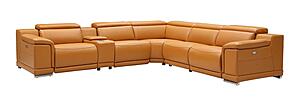 Hartley Camel Leather 6-Piece Sectional w/3 Power Recliners by BH Furniture
