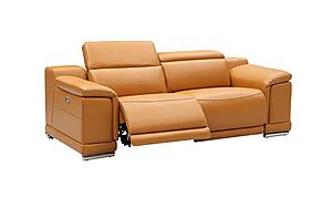 Hartley Camel Leather Sofa w/2 Power Recliners by BH Furniture