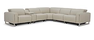 Hudson NL5103 Taupe Leather 6-Piece Sectional w/3 Power Recliners by BH Furniture