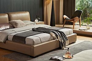 Mason Buttermilk Full Leather Platform Bed by BH Furniture