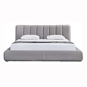 Noah Smoke Gray Full Leather Platform Bed by BH Furniture