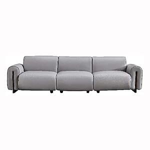 Noah Light Gray Leather 3-Seater Oversized Sofa by BH Furniture