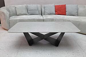 Vex Porcelain Top Coffee Table w/Black V-shaped Structural Legs by BH Furniture