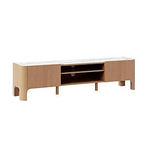 Whitney GJ-202301 Marble Top TV Stand w/MDF & Solid Ash Wood Frame by BH Furniture