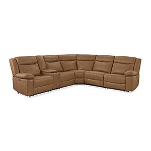 Wyatt Butternut Leather/PVC 6-Piece Sectional by BH Furniture