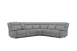 Wyatt Light Gray Leather/PVC 6-Piece Sectional by BH Furniture