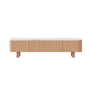 Wynter White Marble Top TV Stand w/Oak Veneer & Solid Rubber Wood Frame by BH Furniture