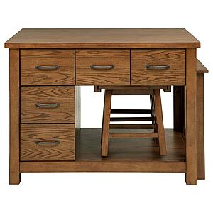 Mayfair 3-piece Kitchen Island w/Extension Table - Dark Oak by Coaster