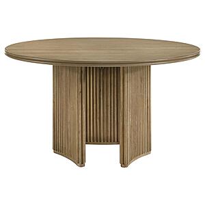 Adina 53" Round Wood Dining Table Distressed - Light Brown by Coaster