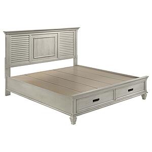 Franco Wood Eastern King Storage Panel Bed - Distressed White by Coaster