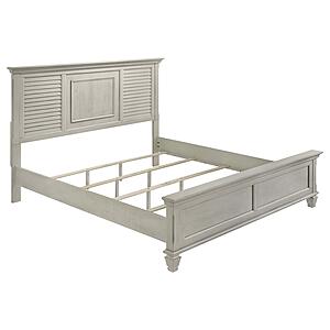 Franco Wood Eastern King Panel Bed - Distressed White by Coaster