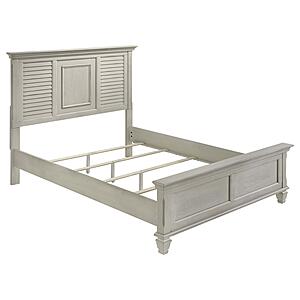 Franco Wood Queen Panel Bed - Distressed White by Coaster