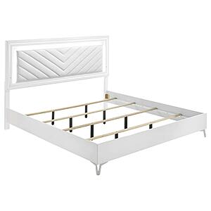 Cassia Eastern King LED Panel Bed - White High Gloss by Coaster