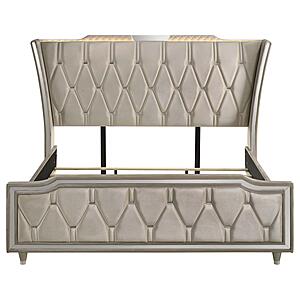 Lorient Eastern King Led Upholstered Bed - Ivory & Camel by Coaster