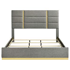 Ines 52" Fabric Upholstered Eastern King Panel Bed - Grey by Coaster