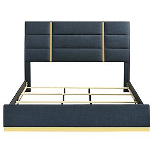 Ines 52" Fabric Upholstered Eastern King Panel Bed - Navy Blue by Coaster