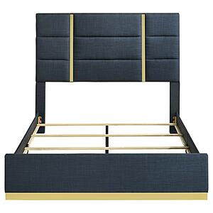 Ines 52" Fabric Upholstered Queen Panel Bed - Navy Blue by Coaster