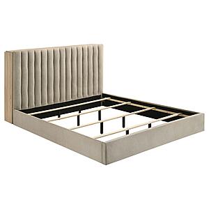 Arielle Eastern King Bookcase Panel Storage Bed - Light Oak by Coaster