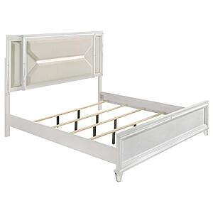 Marmore 64" Queen Panel Bed LED Headboard - White by Coaster