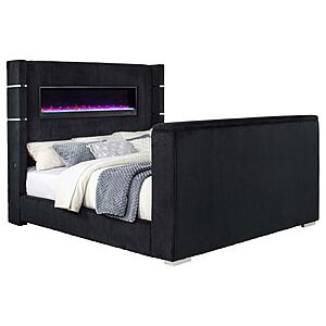 Tisdall California King Flame Visualizer TV Bed - Black by Coaster
