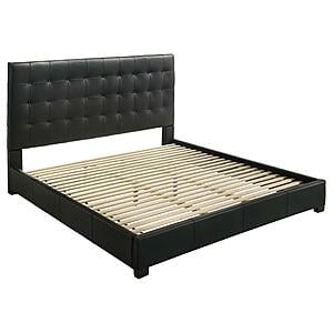 Medley Genuine Leather Eastern King Platform Bed - Black by Coaster