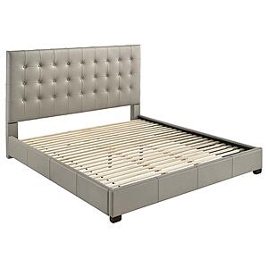 Medley Genuine Leather Eastern King Platform Bed - Tan by Coaster