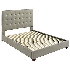 Medley Genuine Leather Queen Panel Platform Bed - Tan by Coaster
