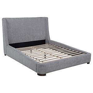Rennes Upholstered Eastern King Wingback Platform Bed - Grey by Coaster