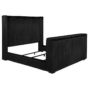 Centergrove Upholstered Eastern King Wingback TV Bed - Black by Coaster