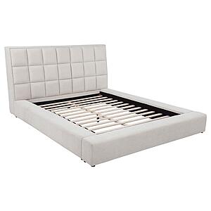 Dreux Upholstered Eastern King Panel Platform Bed - Cream by Coaster