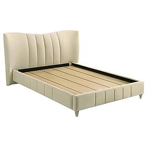 Evelyn Upholstered Queen Panel Platform Bed - Ivory by Coaster