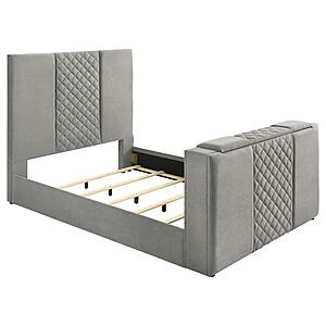 Tara 61" Upholstered Queen Panel TV Bed - Grey by Coaster