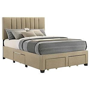 Wheatland 4-drawer Upholstered Full Storage Bed - Light Brown by Coaster