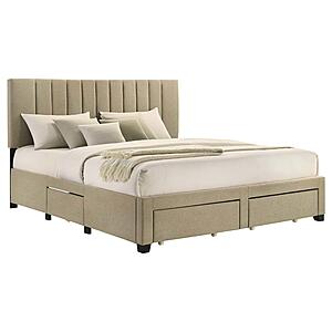 Wheatland 4-drawer Upholstered Eastern King Storage Bed - Brown by Coaster